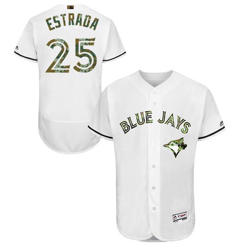 Blue Jays #25 Marco Estrada White Flexbase Authentic Collection Memorial Day Stitched MLB Jersey - Click Image to Close